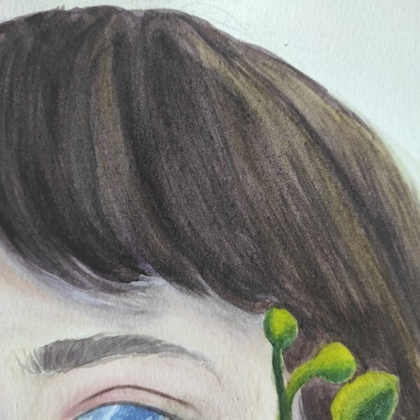 Detail akvarelu - tóny vlasů 