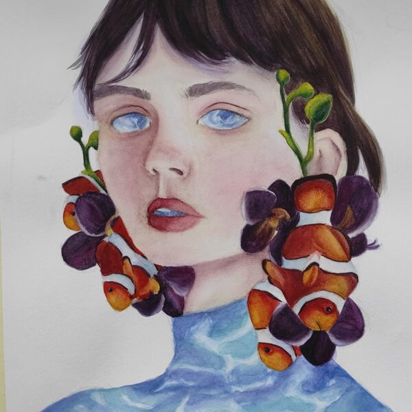 Ocean 🌊 eyes- portrét akvarelu 