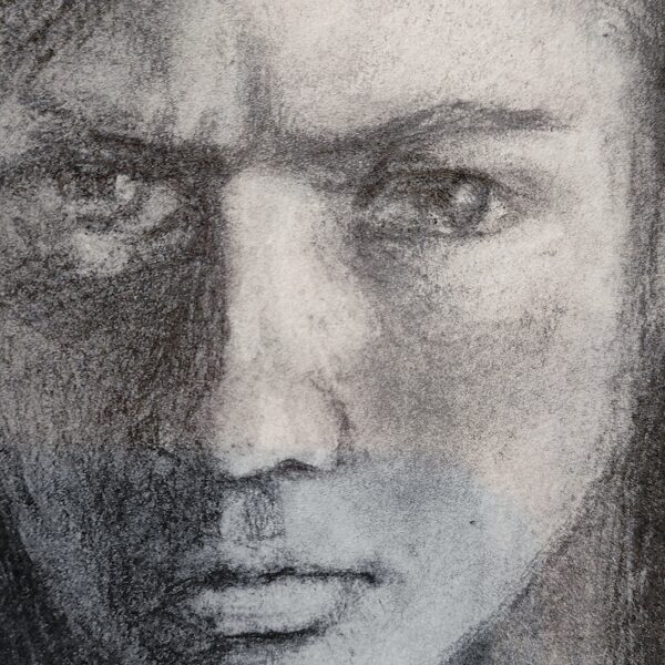 Detail kresby- uhel na papíře 