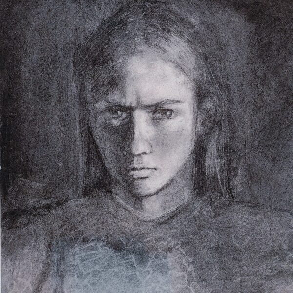 13 let- kresba portrétu uhlem 