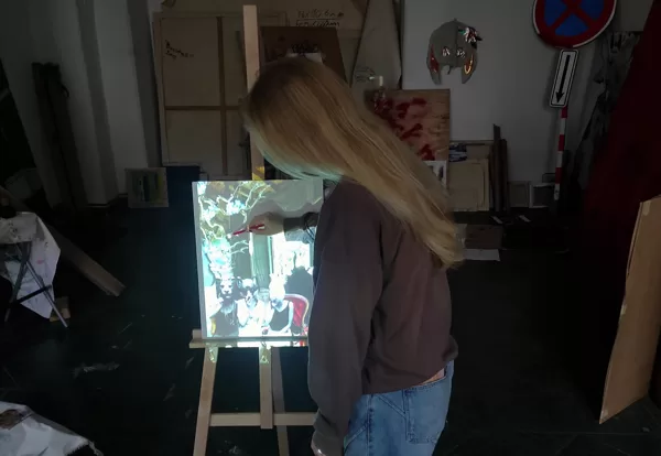 Ukázka z portfolia na SŠ , akryl na desce 