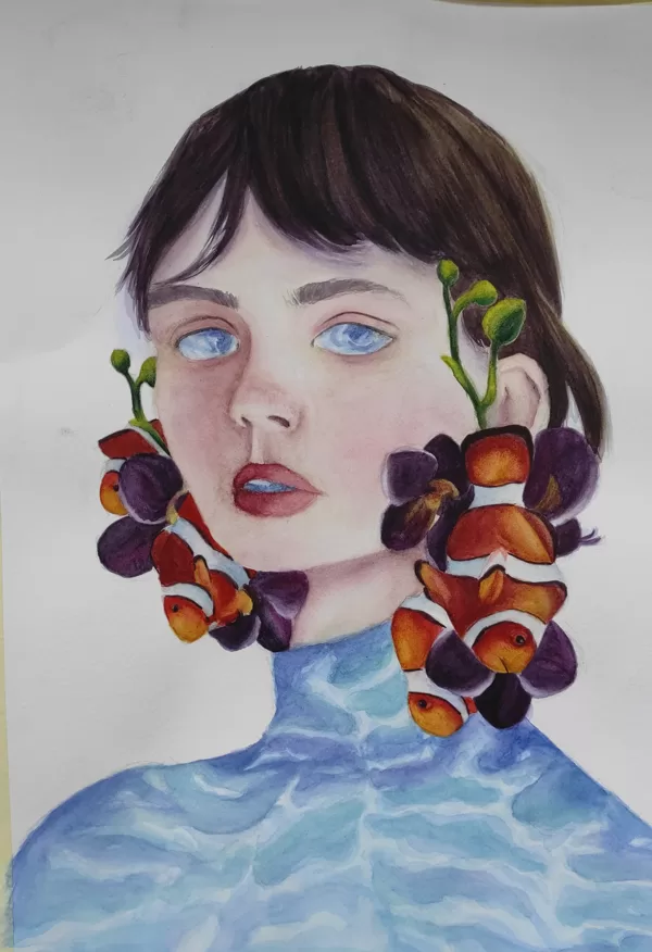 Ocean 🌊 eyes- portrét akvarelu 